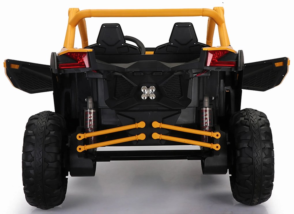 Carro elétrico para Crianças 24V 4x4 2 Lugares Buggy SR SUPER 66 Rodas de espuma EVA, Assento Couro Amarelo