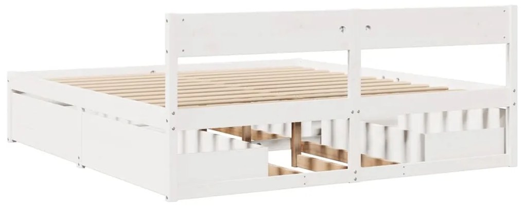Cama sem colchão 200x200 cm madeira de pinho maciça branco
