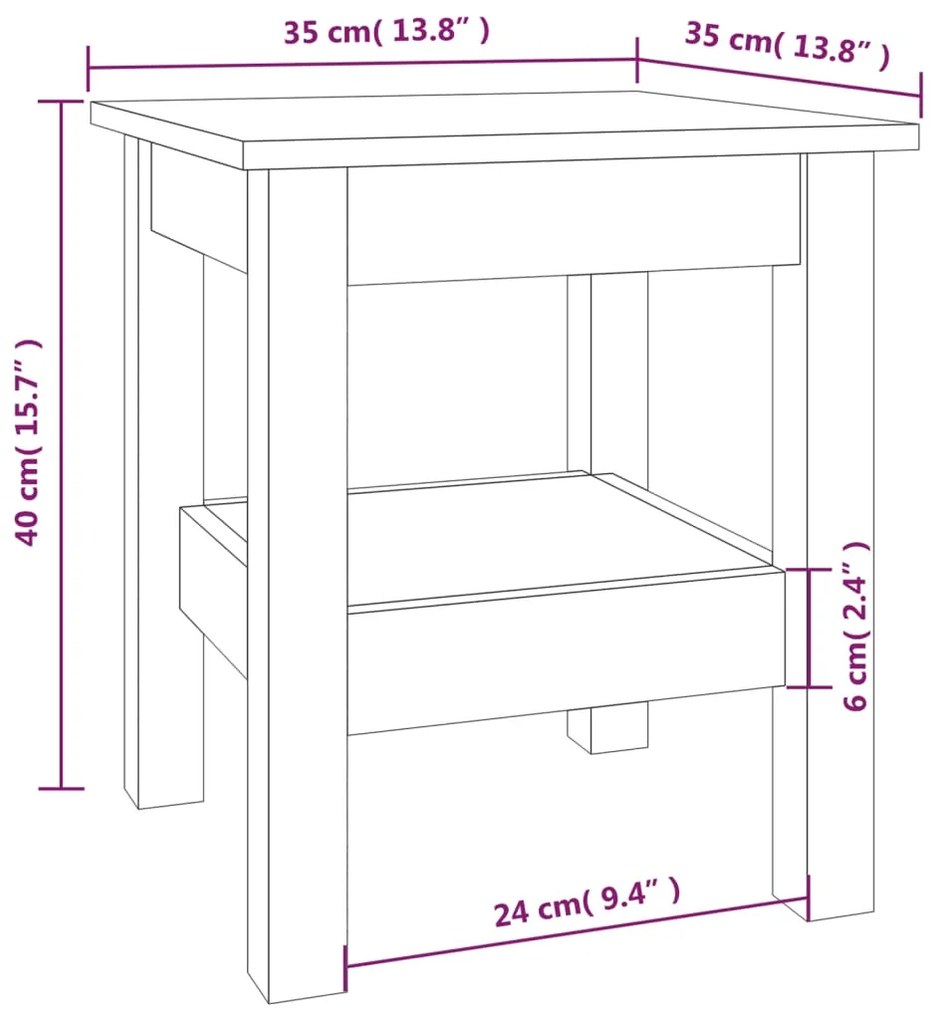 Mesa de centro 35x35x40 cm pinho maciço castanho mel