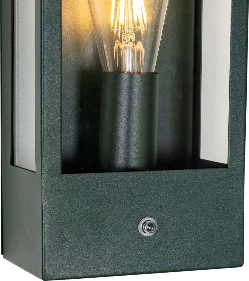 Candeeiro de parede exterior verde escuro com sensor crepuscular IP44 - Rotterdam