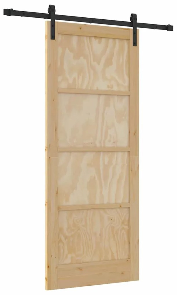 Porta Deslizante com Conjunto de Ferragens 83x202 cm Madeira Sólida de