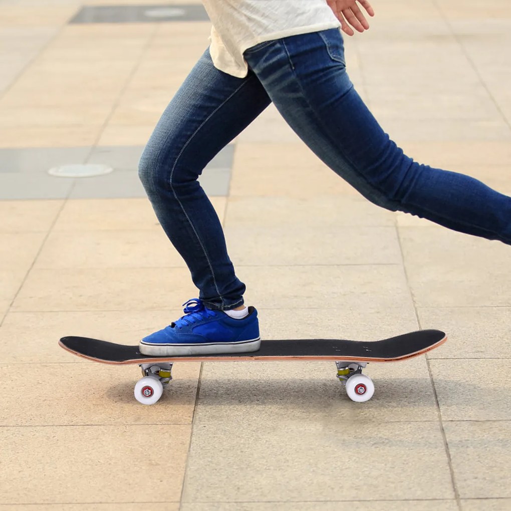 Skate Longboards para crianças Skate de madeira de bordo 79x20cm com 4 rodas PU Azul