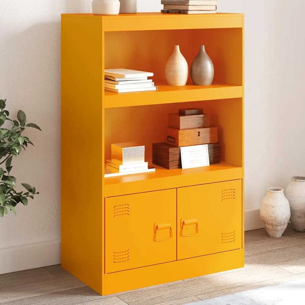 vidaXL Aparador 67x39x107 cm aço amarelo mostarda