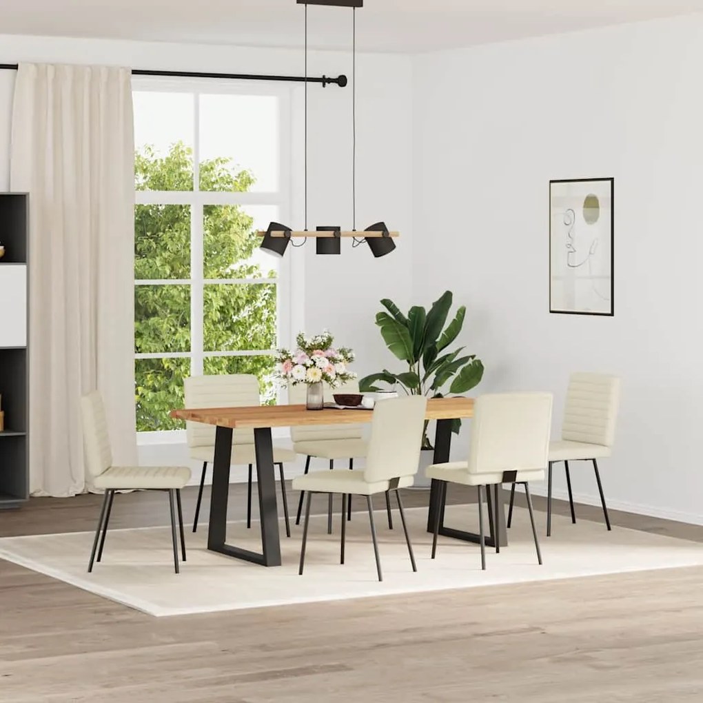 Cadeiras de jantar 6 pcs couro artificial cor creme