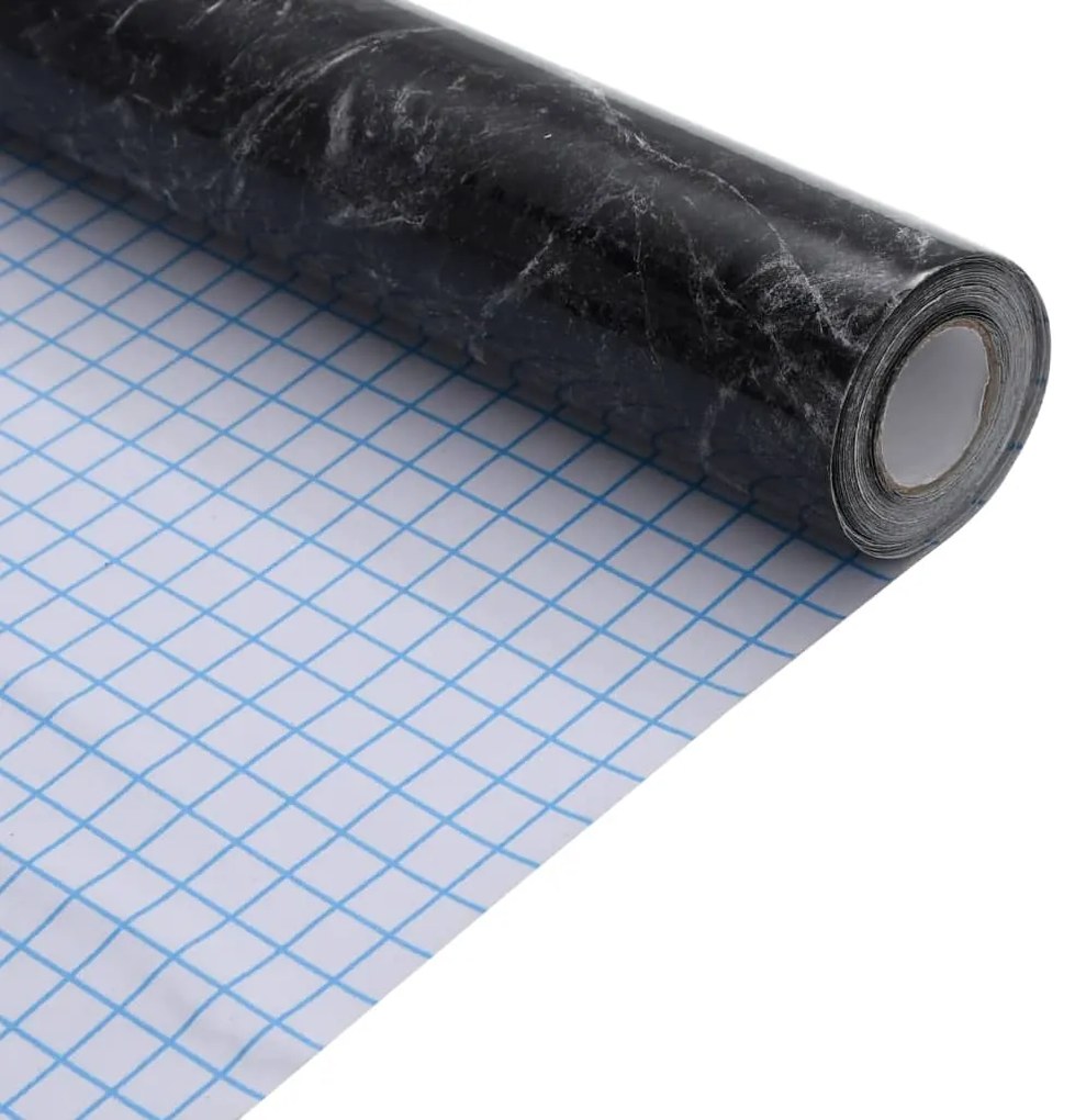 Autocolantes para móveis 90x500 cm PVC preto mármore