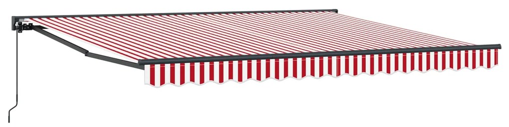 vidaXL Toldo Retrátil Vermelho e Branco 400 × 300 cm Poliéster e Metal