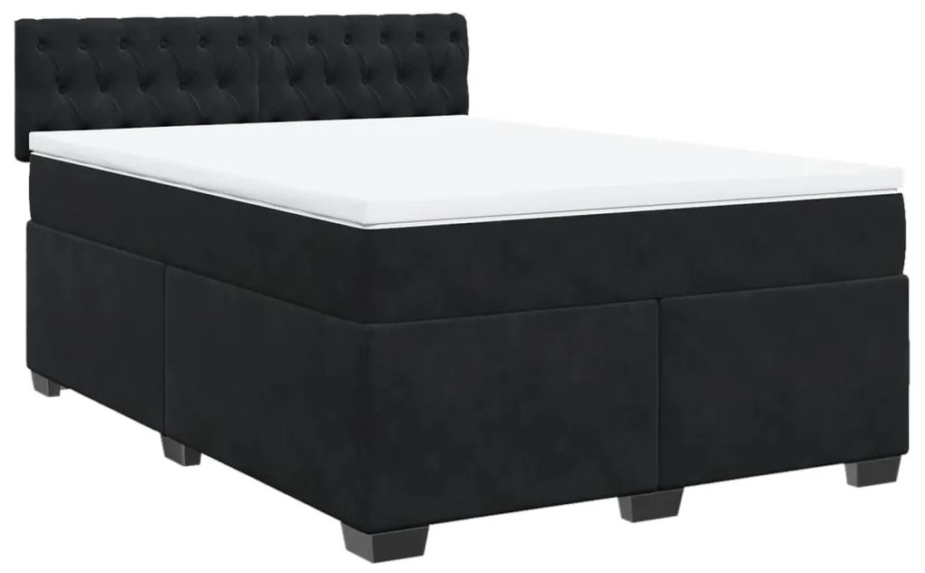 Cama com molas/colchão 160x200 cm veludo preto