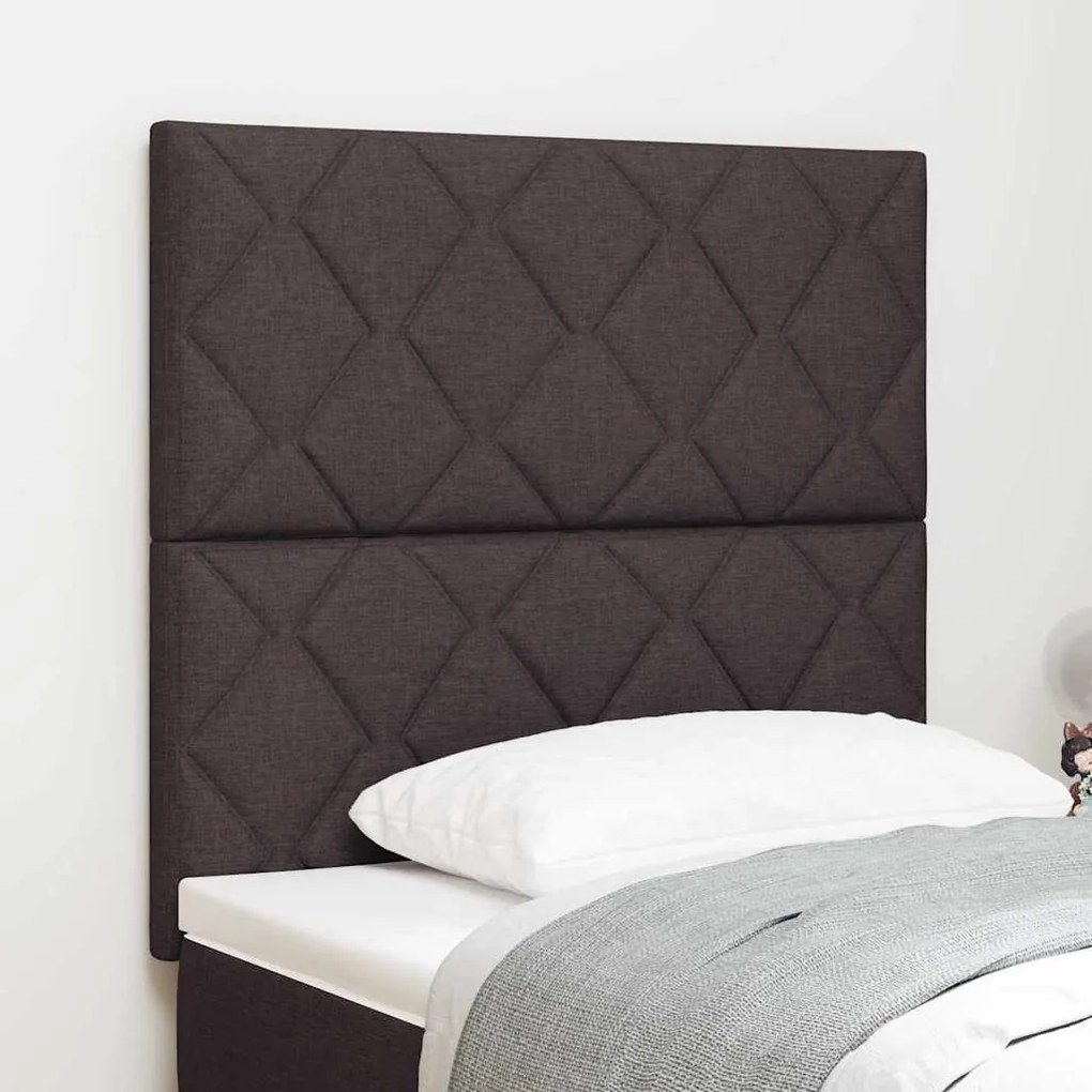 Cabeceira LED vidaXL Design Blocos de Diamante Castanho Escuro 90 cm T
