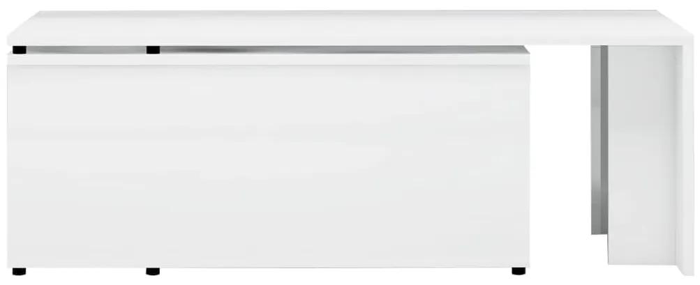 Mesa de centro 150x50x35 cm contraplacado branco brilhante