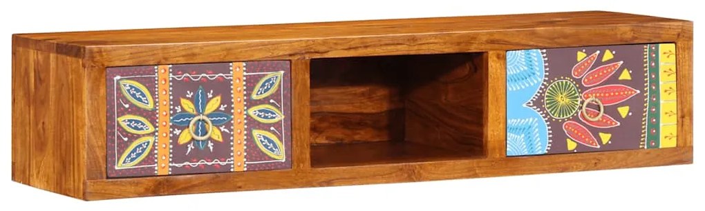Armário de TV para parede 100x30x22 cm madeira acácia maciça