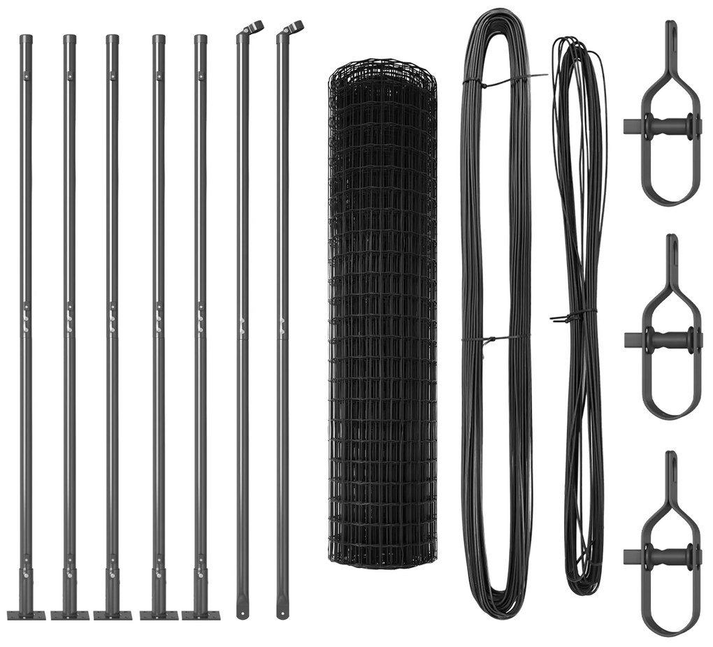 Cerca Euro com 7 Postes Flangeados 1x10 m Aço Galvanizado