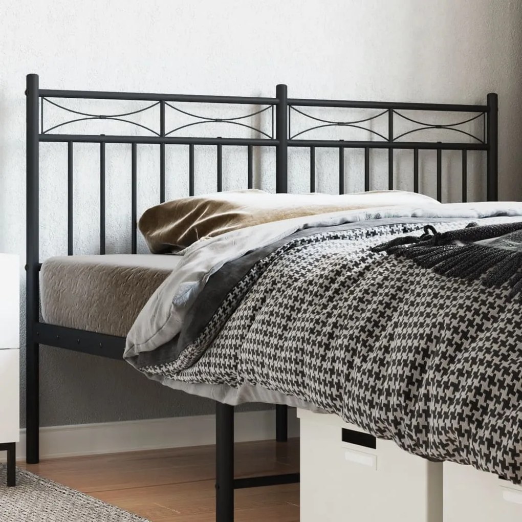 vidaXL Cabeceira de cama 160 cm metal preto