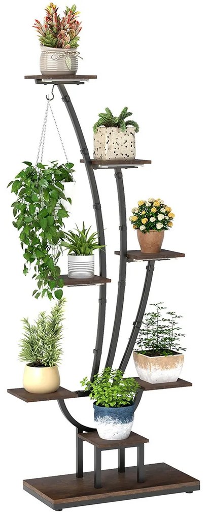 Suporte para plantas com luzes, prateleira para plantas com 8 níveis