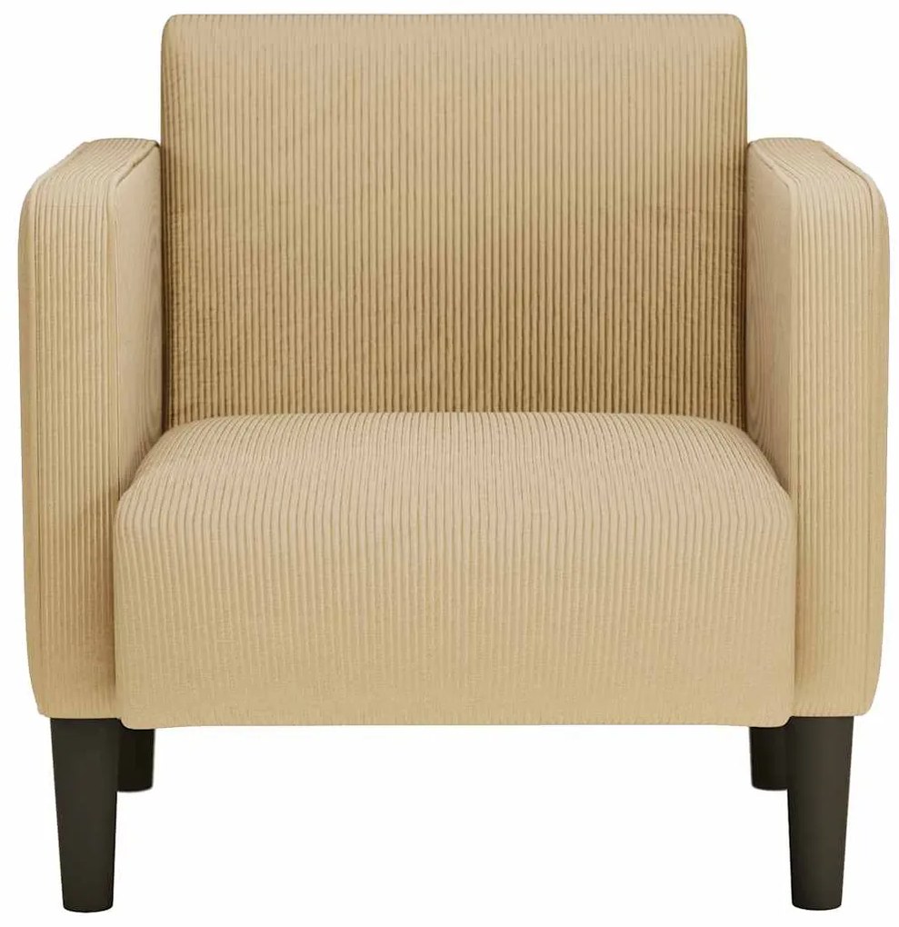 Poltrona com apoio de braços 54 cm tecido corduroy verde-claro