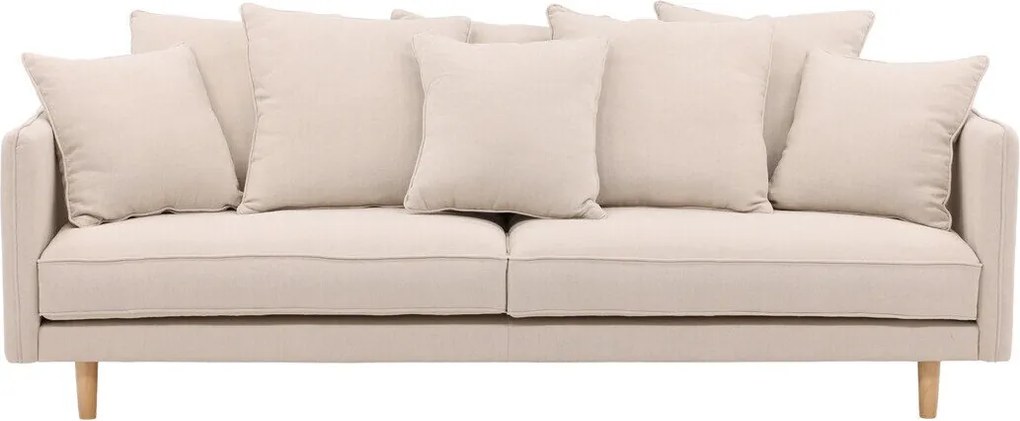 Sofá Dallas 3291, Número de lugares: 4, Creme, 240x92x91cm, Tecido, Pernas: Madeira, Madeira: Bétula