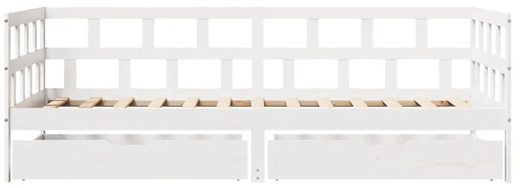 Sofá-cama c/ gavetas 90x190 cm madeira de pinho maciça branco