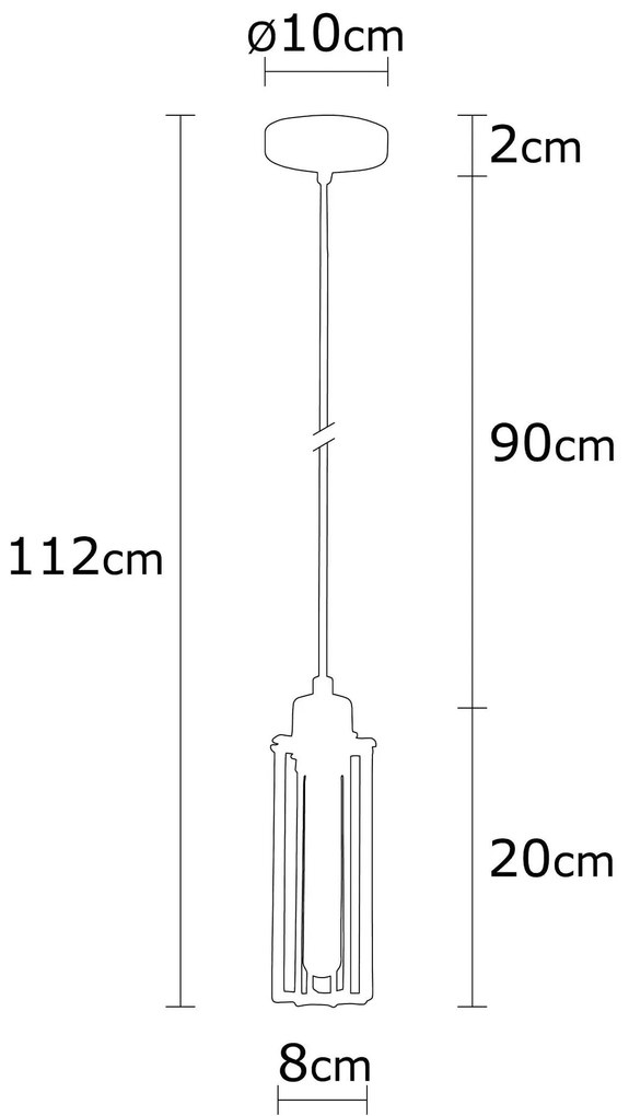 Candeeiro de Teto Likya – Preto e Bronze – Diâmetro 10 cm, Altura 112