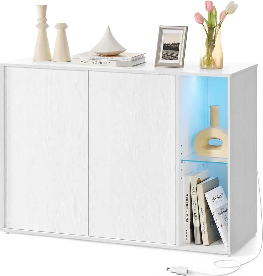 Aparador 39 x 100 x 71 cm com iluminação Tecnologia Toolless branco