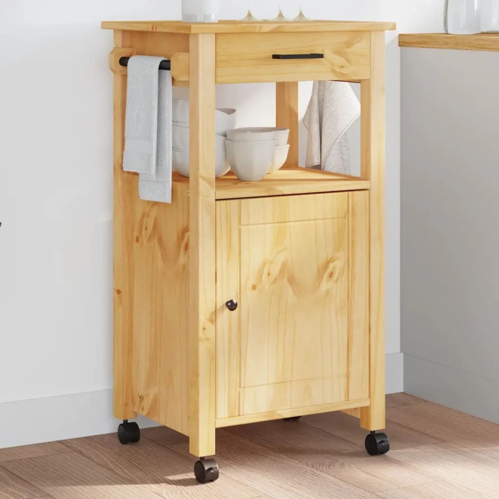 vidaXL Carrinho de cozinha MONZA 48x40x90 cm madeira de pinho maciça