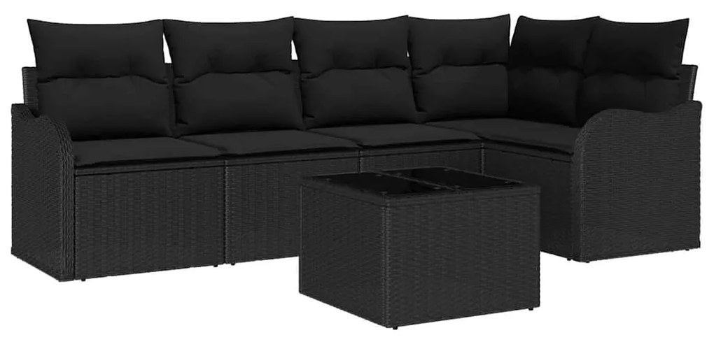 Conjunto de Sofá de Jardim vidaXL 6 Peças com Almofadas Bege Rattan Si