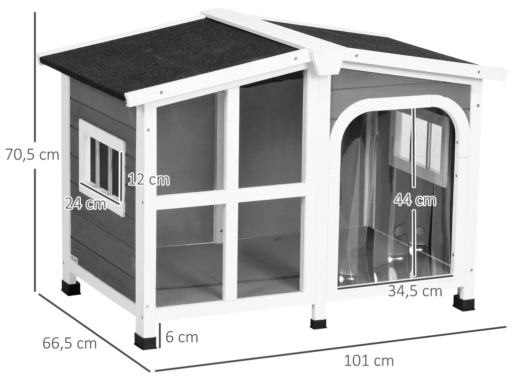 PawHut Casa para Cães de Madeira 101x66,5x70,5cm Casa para Animais de