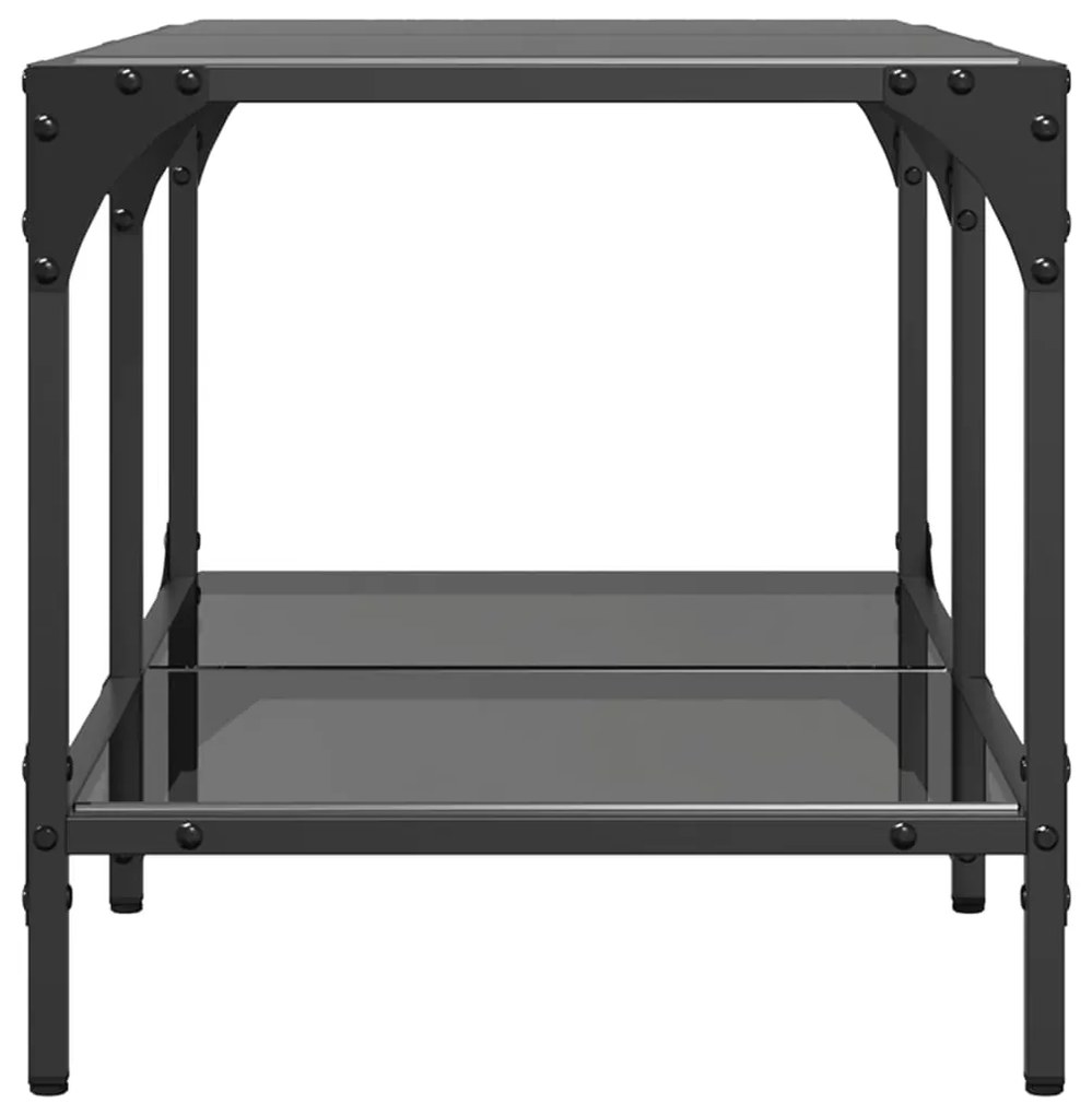 Mesa de centro com topo em vidro preto 78,5x40x40 cm aço