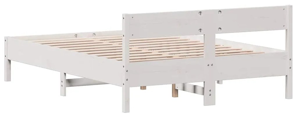 Cama sem colchão 160x200 cm madeira de pinho maciça branco