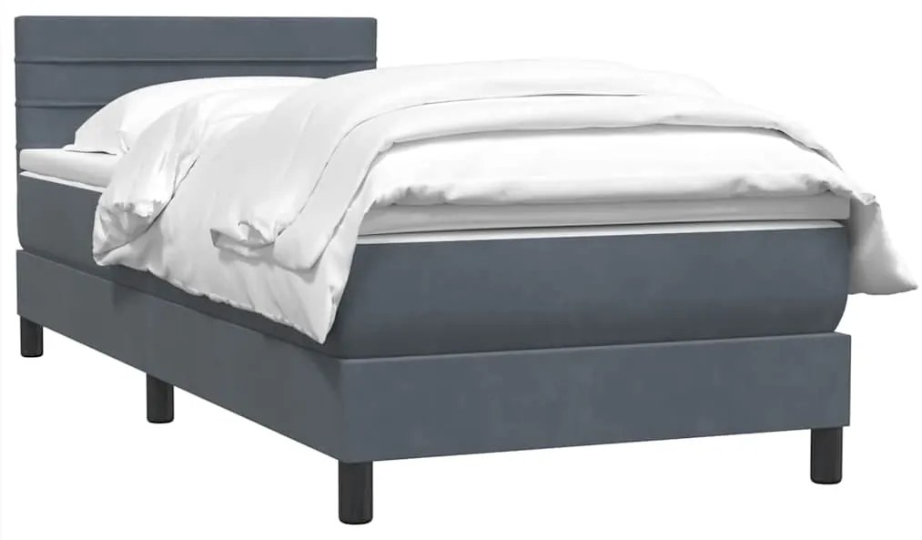 Cama com molas/colchão cinza-escuro 90x210 cm veludo