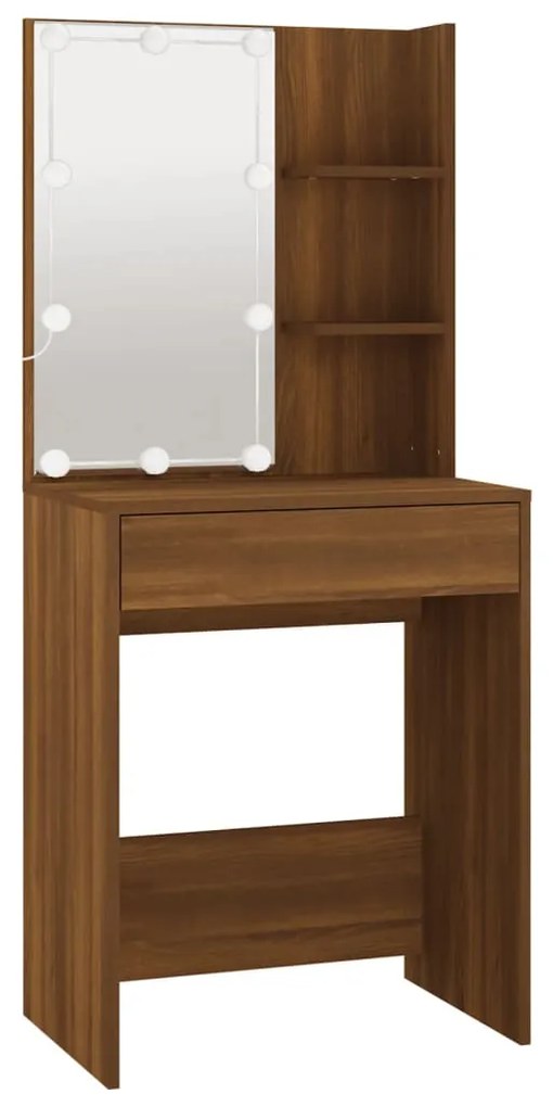 Conjunto toucador com LEDs madeira processada carvalho castanho