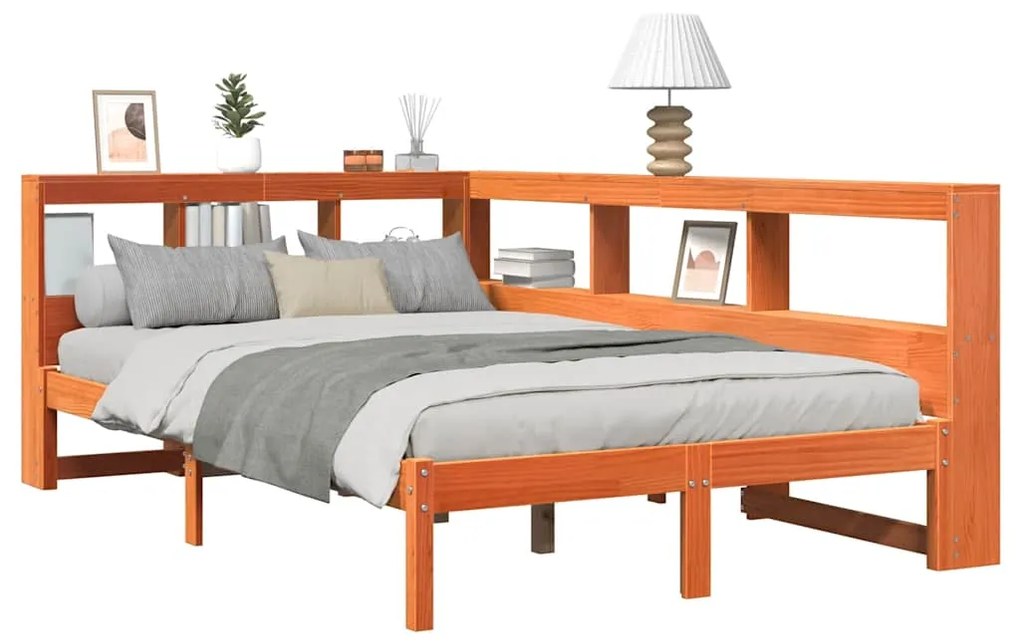 Cama com estante sem colchão 135x190 cm pinho maciço