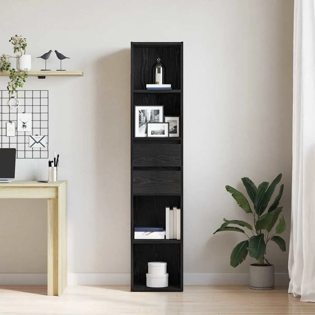 Estante Modular vidaXL Preta em Carvalho 36x30x171 cm em Madeira Engen