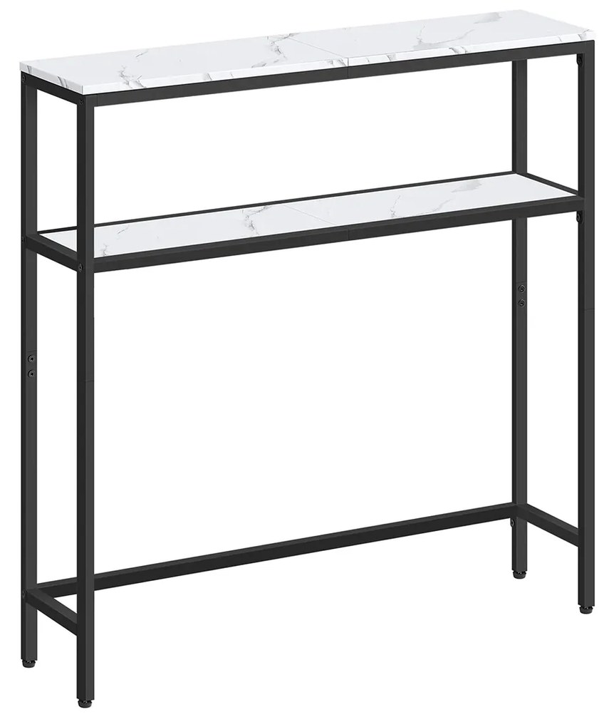 Mesa consola com 2 prateleiras 20 x 80 x 80 cm Cor imitação mármore e preto