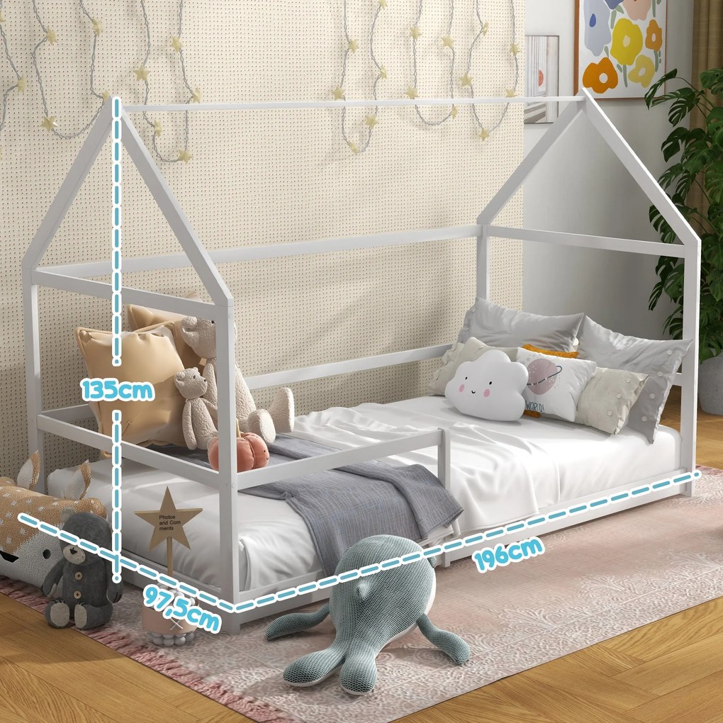 AIYAPLAY Cama para Crianças 90x190 cm Cama Infantil em Forma de Casa c