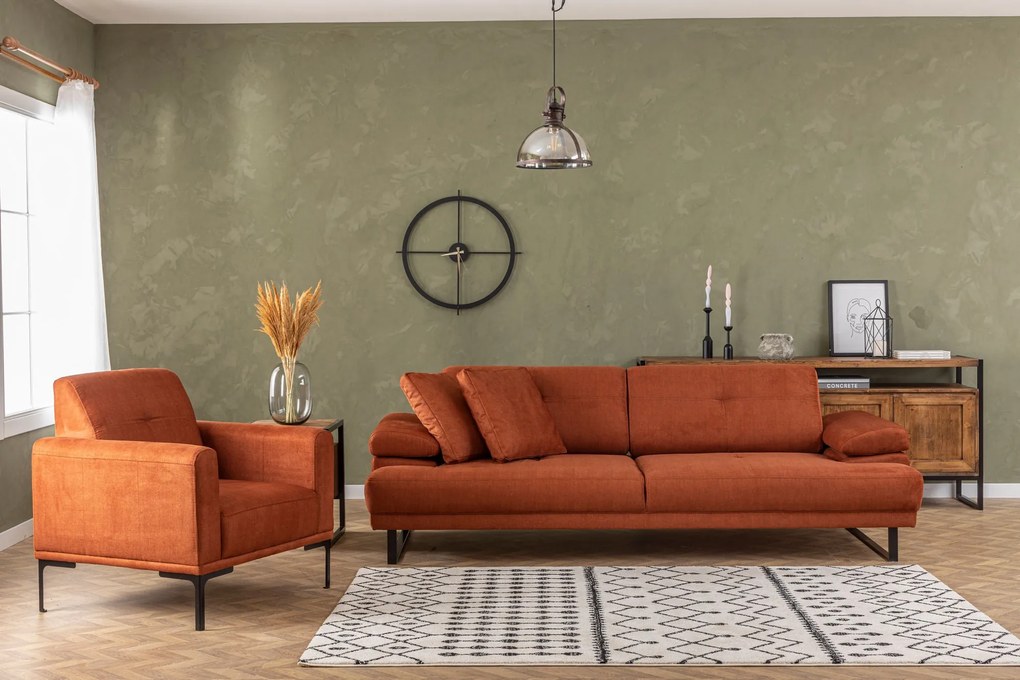 Sofá-cama de 3 Lugares Mustang – Laranja – 239x99x83 cm