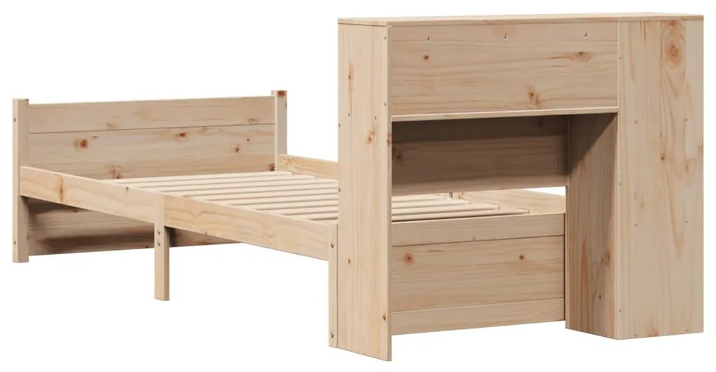 Cama com estante sem colchão 75x190 cm pinho maciço