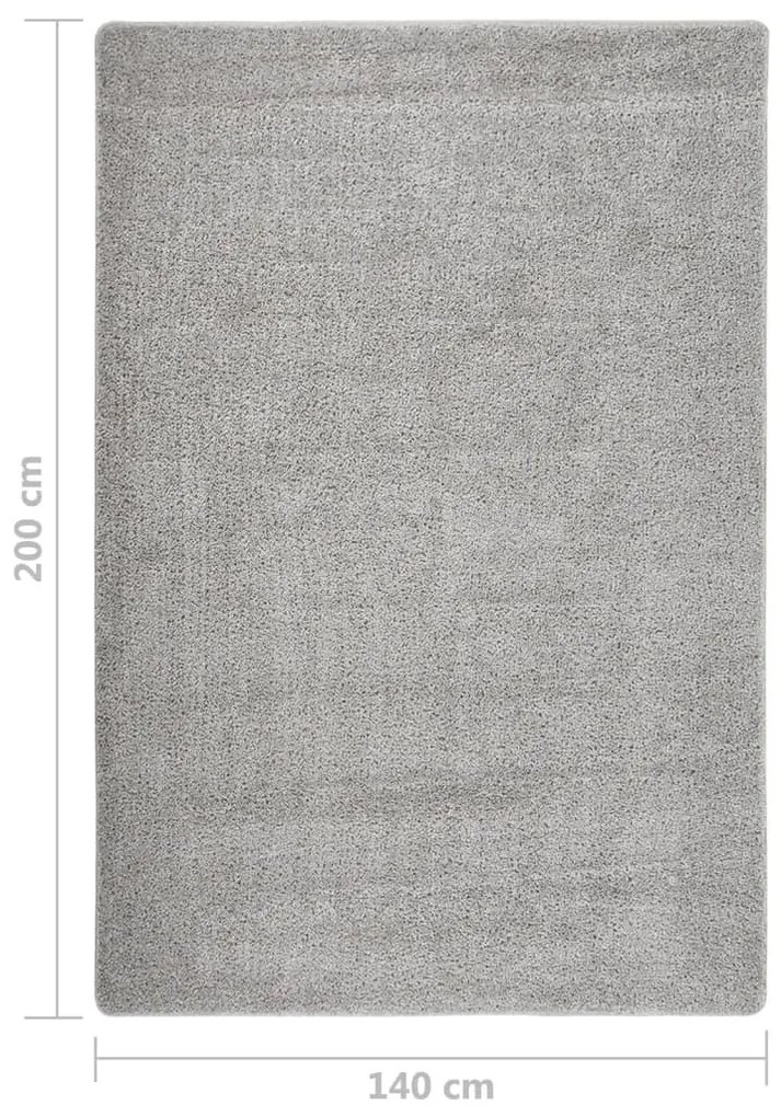 Tapete shaggy 140x200 cm antiderrapante cinzento-claro