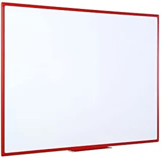 Bi-Office – Quadro Branco Não Magnético com Moldura Plástica Vermelha 90x60 cm