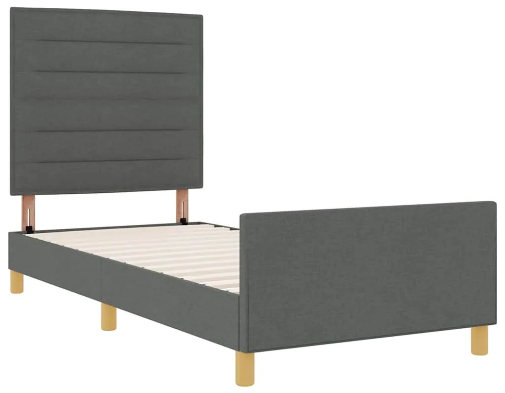Cama de Tecido Cinza Escuro vidaXL 90x200 cm