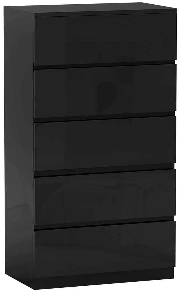 HOMCOM Cómoda com 5 Gavetas de Madeira Cómoda de Dormitório Cómoda Branca para Sala de Estar Estilo Moderno 55x34x100 cm Preto | Aosom Portugal
