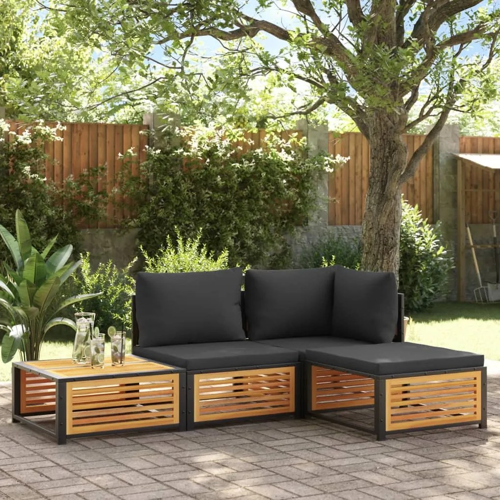 Banco de jardim com almofadão 68x68x30 cm acácia maciça