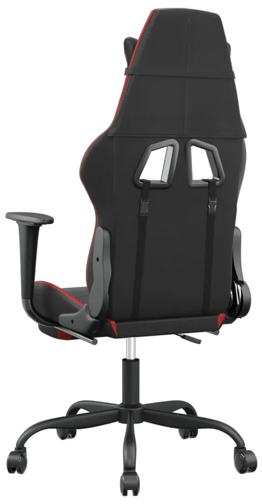 Cadeira gaming massagem + apoio pés couro artif. preto/vermelho