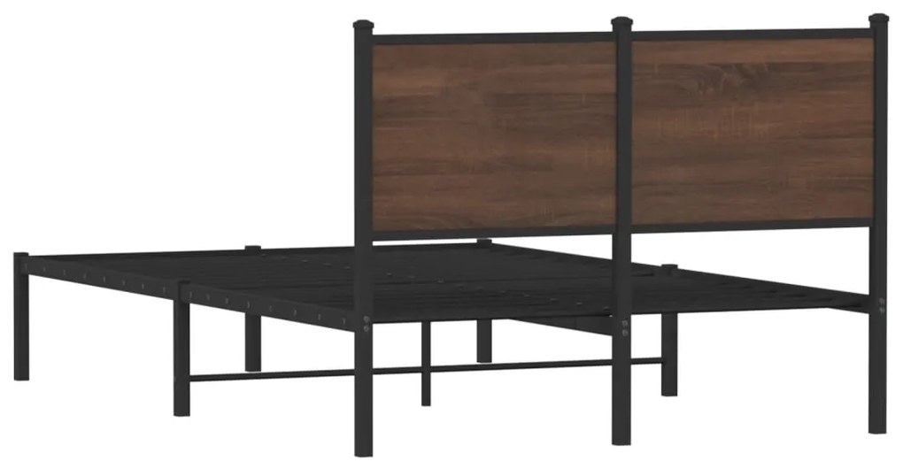 Estrutura cama com cabeceira 120x190cm metal carvalho castanho