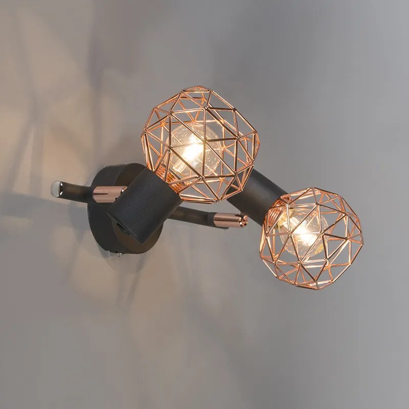 Projetores modernos pretos com cobre 2-luzes - Mesh Design,Moderno