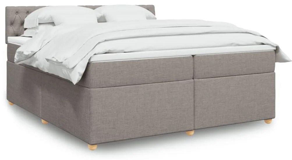 vidaXL Cama com molas/colchão 200x200 cm tecido castanho-acinzentado