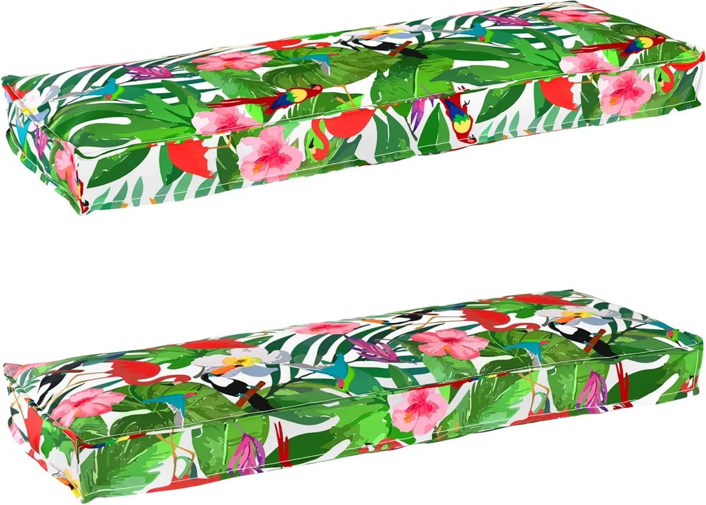 vidaXL Conjunto de Almofadas para Palete Floral 2 pcs Selva Tropical