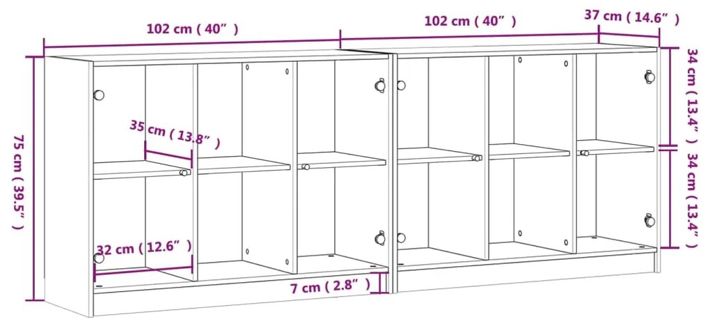 Estante c/ portas 204x37x75 cm derivados de madeira branco
