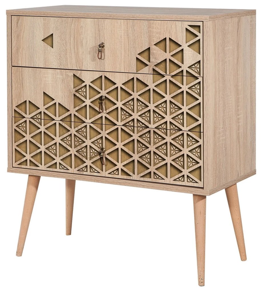 Cômoda Trio – Carvalho Sonoma – 80 cm x 90 cm x 40 cm
