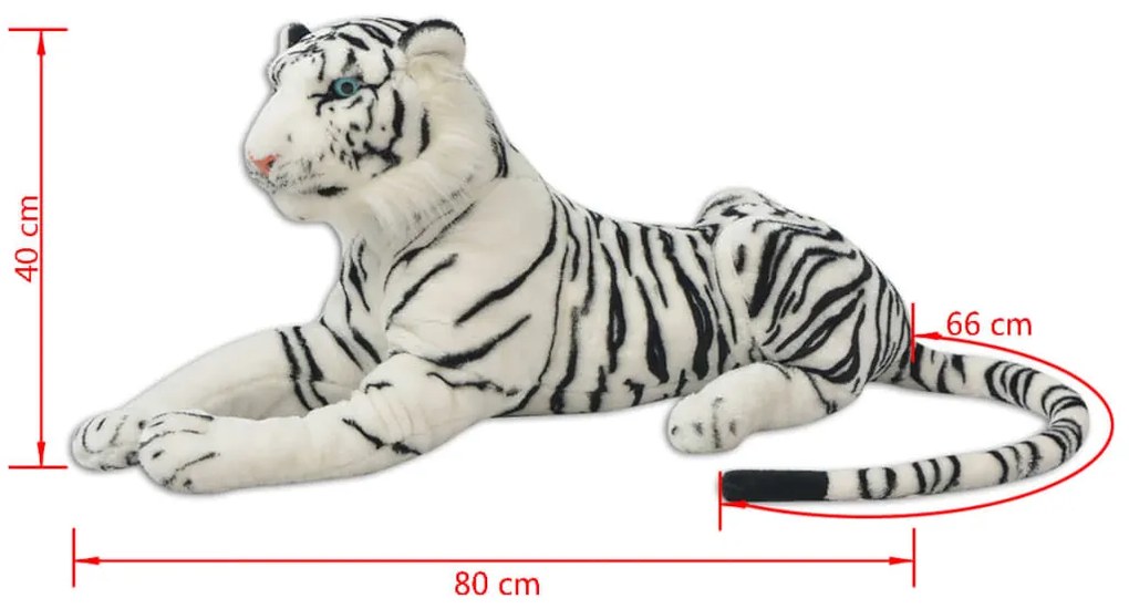 Tigre de peluche, branco, XXL