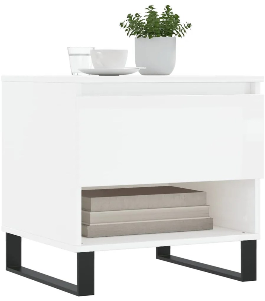 Mesas de centro 2pcs 50x46x50cm deriv. madeira branco brilhante