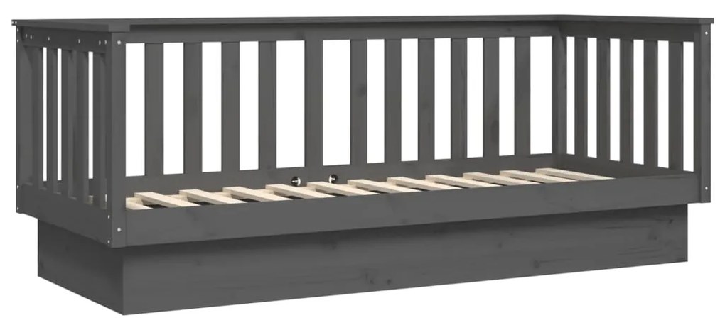 Sofá-cama 75x190 cm madeira de pinho maciça cinzento